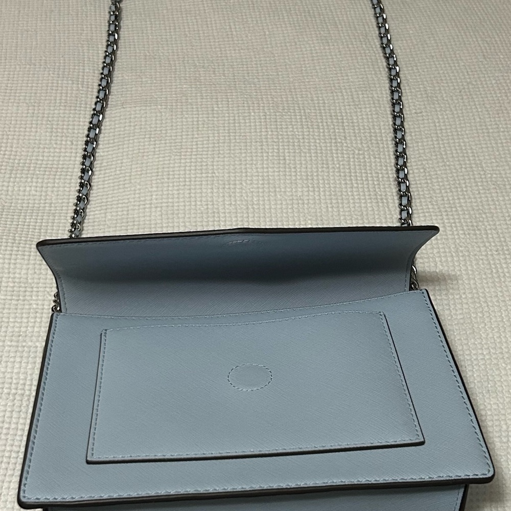 Tory Burch Pale Blue Saffiano Leather Crossbody Wallet - Picture 8 of 10